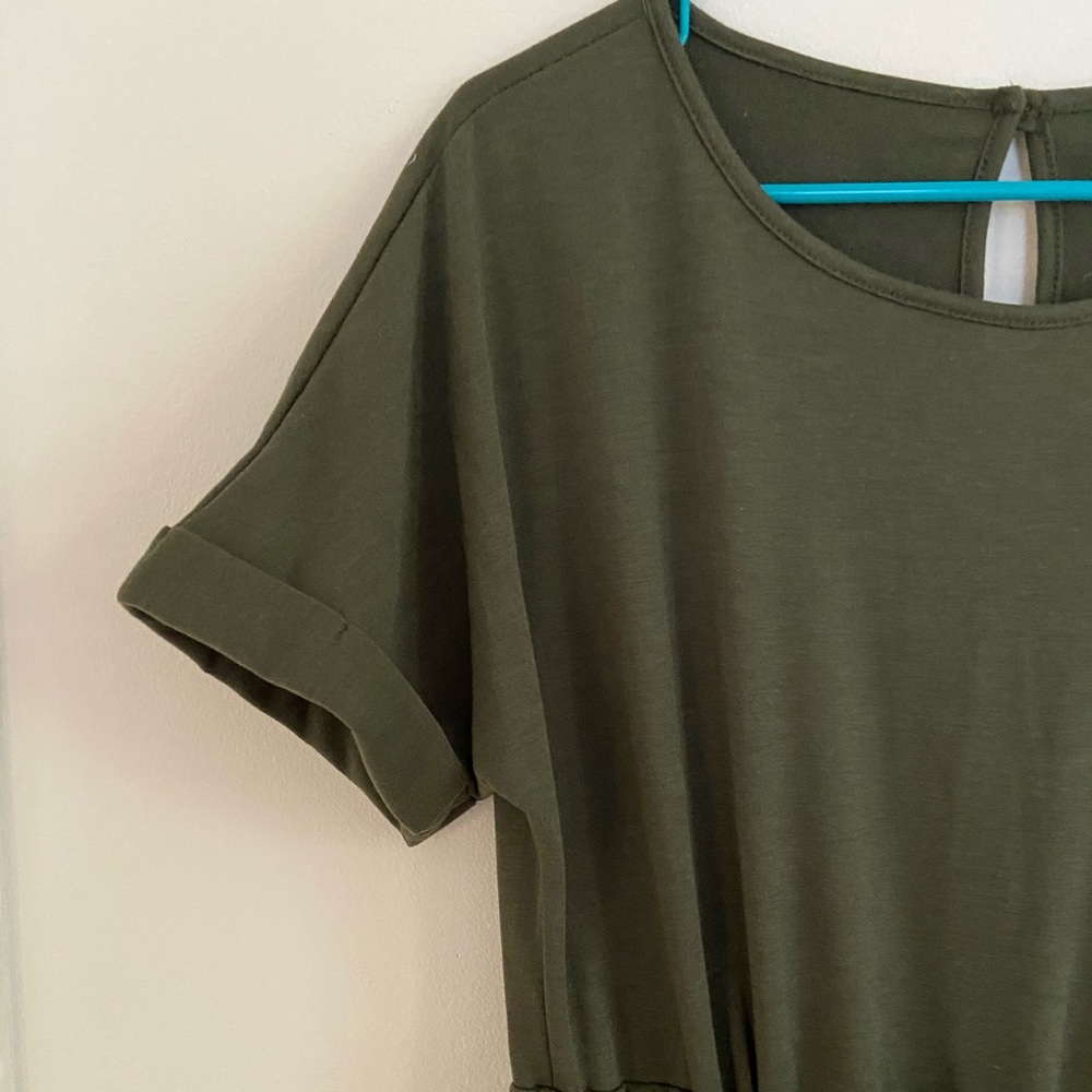 Roolee Olive Jumpsuit, Tie-Waisted
